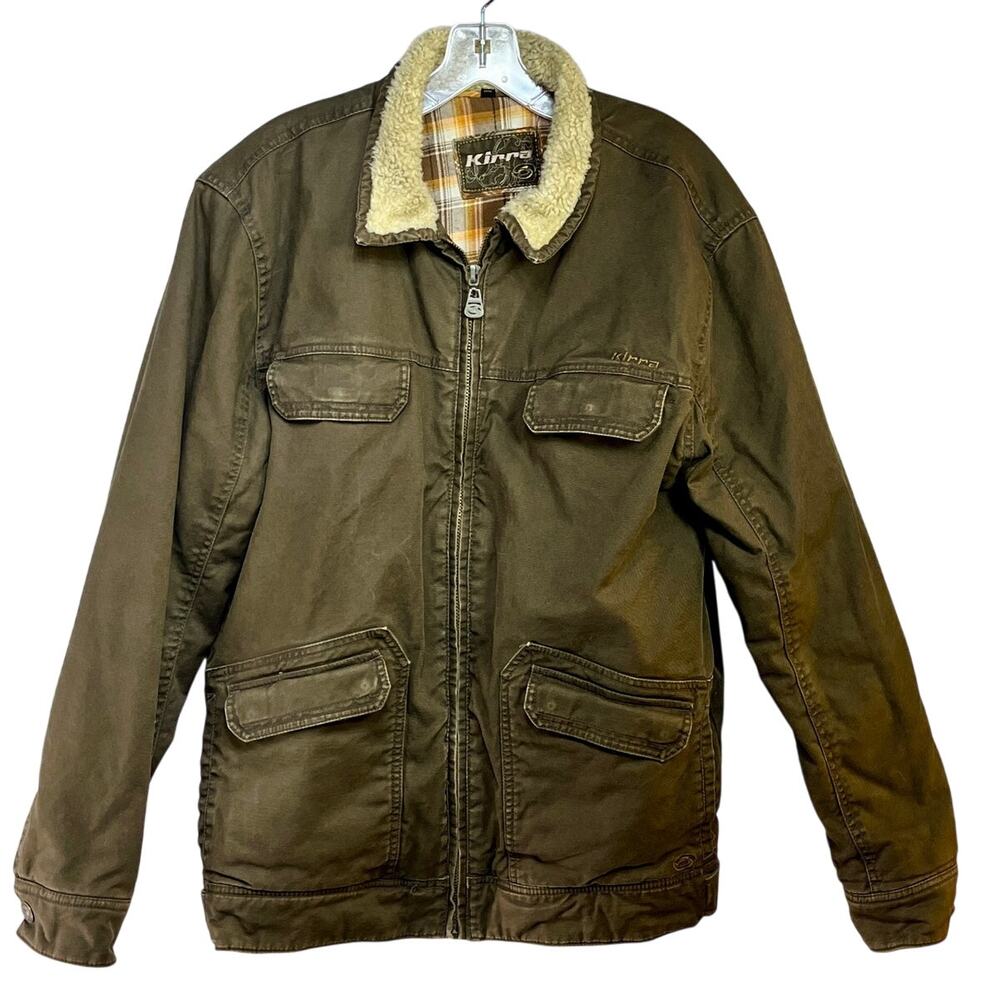 Canvas Workwear Utility Jacket Brown Women's XL Plaid Lining Flaw/Stain Kirra